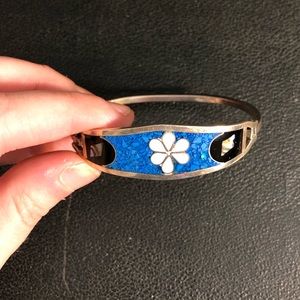SOLD Blue Flower Inlay Mother Of Pearl Bracelet